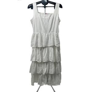 Kos Resort Dress XL Tiered‎ White Cotton Summer